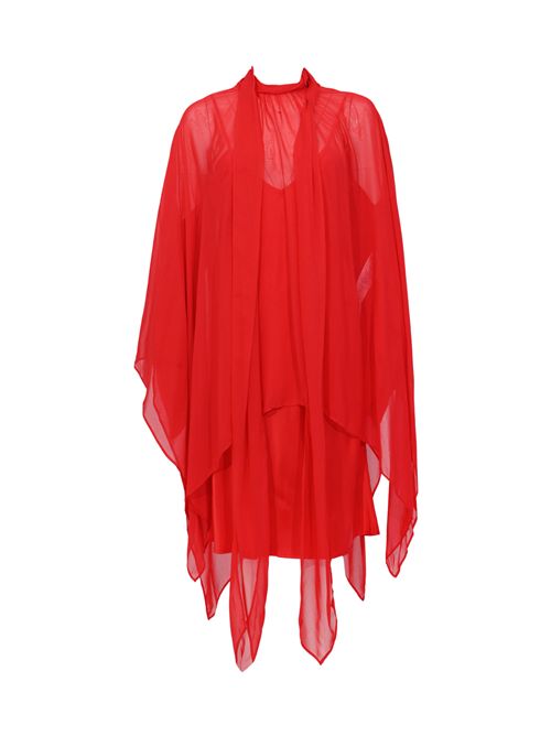 Abito corto in georgette con collo a fiocco Carminio BLUGIRL | RA6010 TS44181663